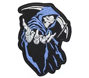 Grim Reaper Patch | Skull Skeleton Scythe Biker Gang Motorcycle Club Scary Logo - Picture 1 of 2