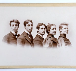 Cabinet Card Photo Lively Crisp Group Portrait Men Women Pfaff Erie Pennsylvania - Picture 1 of 3