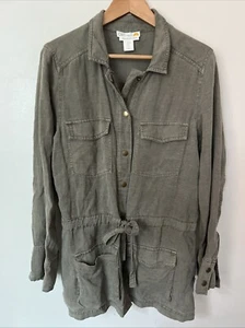 C&C California Linen Blend Cargo Jacket Size L Sage Green Trucker Lightweight - Picture 1 of 8