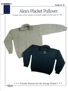 Alex's Placket Pullover Design by Louise Knitting Pattern #30 Easy Knit 34-48 - Picture 1 of 2
