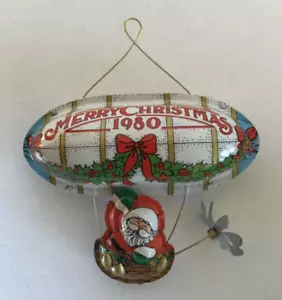 Hallmark 1980 Santa's Flight Tin Blimp Christmas Ornament ๐ ๐ - Picture 1 of 5