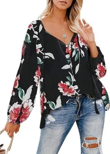 Eytino Womens Plus Size Hoodie Tops Casual Floral Print Long Sleeve Drawstring - Picture 1 of 3