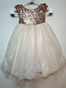 Kiki Kids Blush Tulle White Dress Gold Sequined Bodice Cap Sleeves Girls Size 4. - Picture 1 of 9