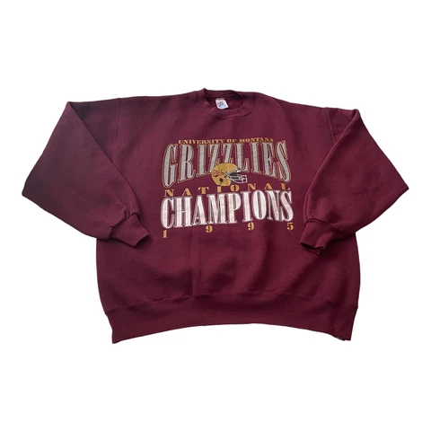 VTG 1995 Montana Grizzlies National Football Champion Sweatshirt XL Jerzees Cover
