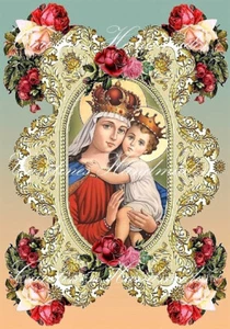 Mary & Jesus A Designer Reproduction Cotton Fabric Quilt Block Multi-size - Picture 1 of 1