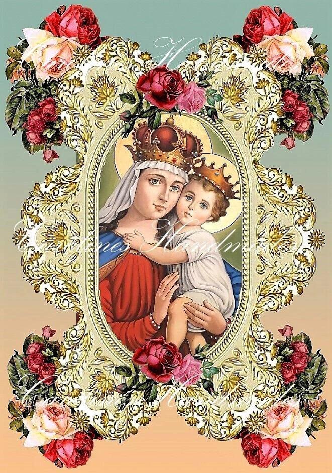 Mary & Jesus A Designer Reproduction Cotton Fabric Quilt Block Multi-size - Image 1 of 1
