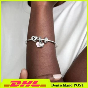 Zwei Herzen Anhänger Armband Zirkonia Symbol der Mutter-Tochter-Liebe - Bild 1 von 4
