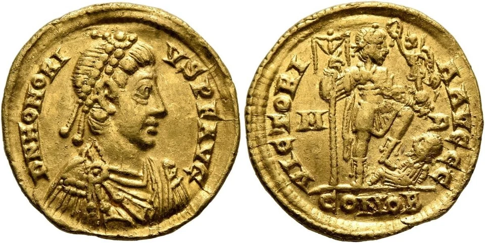 Honorius, 393-423. Solidus (Gold, 19 mm, 4.44 g, 12 h), Mediolanum, 397-402 - Image 1 of 1