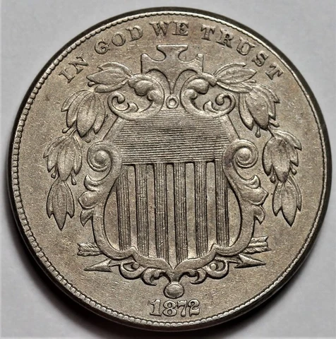 1872 Shield Nickel - Scratched - US 5c Coin - L37 Cover