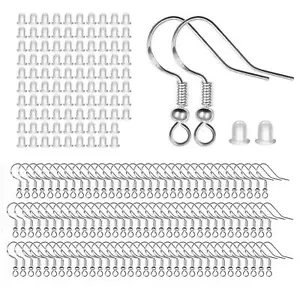 100 PZ / 50 paia di ganci per orecchini in argento sterling 925, fili per orecchie con 100... - Foto 1 di 7
