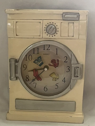 RARE!!! Vtg Kirch Wall Clock Washing Machine/Laundry Ceramic - HTF Cover