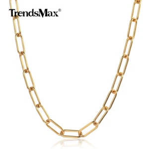 Gargantilla collar cadena cable clip acero inoxidable chapado en oro de 7 mm para 14+2" - Imagen 1 de 5