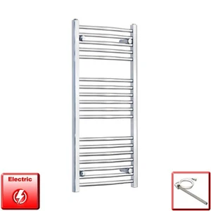 Clearance Electric 1000 x 500 mm Chrome Heated Towel Rail Radiator Pre-Filled - Picture 1 of 12