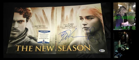 Emilia Clarke signed Games of Thrones poster photo Daenerys Natalie Dormer BAS Cover