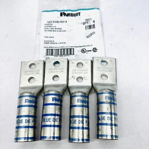(BAG OF 4) PANDUIT LCCX350-38D-6 COPPER LUG FLEX LONG BARREL 2 HOLE CU WIRE - Picture 1 of 4
