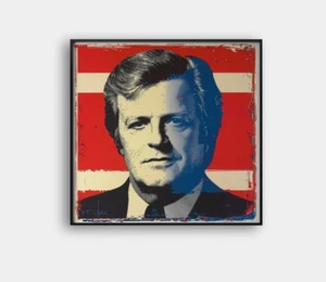 🇺🇸 Edward Kennedy Art "Framed" 🖼️ | 1/25 COA | Andy Warhol | Giclée 24x24 V16 - Picture 1 of 8