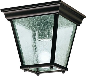 KICHLER OUTDOOR PORCH CEILING Flush Mount LIGHT, BLACK, Seedy- 9859-BK,9859BK - Picture 1 of 8