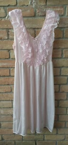 VTG 80s Pink Nightgown Lingerie Sz M Lace Ruffles Girly Frilly Cinema Etoile USA - Picture 1 of 11