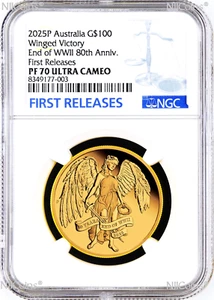 2025 $100 1oz PROOF Gold COIN NGC PF70 80th Ann. End of WWII Winged Victory FR - Picture 1 of 4