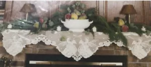 Heritage Lace Alpine Angels Mantle Scarf 18" x 95" Ecru/Cream Made In USA - Picture 1 of 6