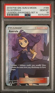 PSA 10 Acerola Full Art #188 Secret Rare Sun & Moon Legends Awakened Indonesian - Picture 1 of 4