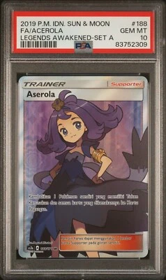 PSA 10 Acerola Full Art #188 Secret Rare Sun & Moon Legends Awakened Indonesian - Image 1 of 4