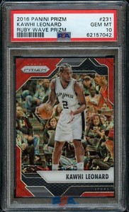 2016-17 Panini Prizm Kawhi Leonard Ruby Wave PSA 10
