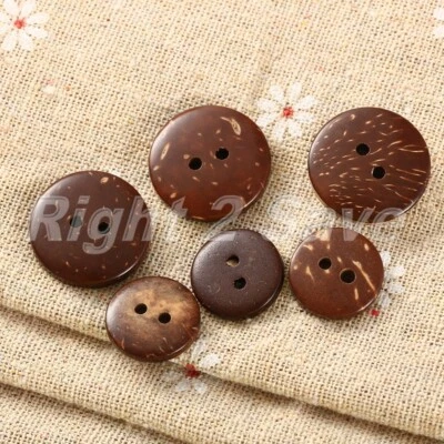100pcs 15 20mm Dia Coconut Shell 2 Holes Round Buttons Sewing Scrapbooking Craft - Image 1 of 4