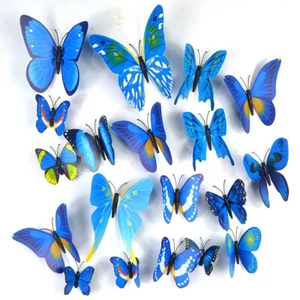 12Pcs 3D Butterfly Sticker Art Design Decal Wall Decals Kids Home Decor Magnet#~ - Picture 1 of 26