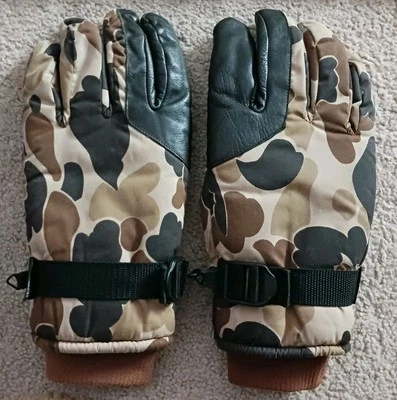 Vintage REDHEAD Mens Brown Duck Hunting Camouflage Leather Palm Sz XXL Gloves - Image 1 of 4