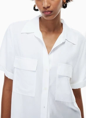 ARITZIA BABATON Utility Shortsleeve Shirt White Women’s Large Brand New - Imagem 1 de 4