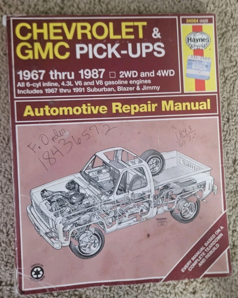 HAYNES 420 Chevrolet & GMC PICK-UPS 1967 THRU 1987  Automotive Repair Manual Foto 1 de 4