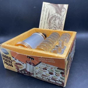 Vintage Mirro Cookie Cooky Gebäck Presse Spritz 12 Scheiben Box 3 Tipps Rezeptheft USA - Bild 1 von 11
