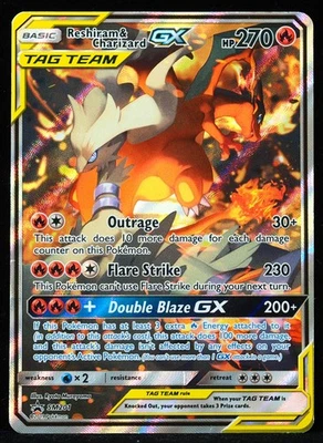 Reshiram & Charizard GX #SM201 HP Creased Pokemon Card - Image 1 of 3
