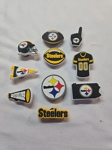 10 PC PITTSBURG STEELERS NFL FOOTBALL Shoe Charms For Crocs - Picture 1 of 1