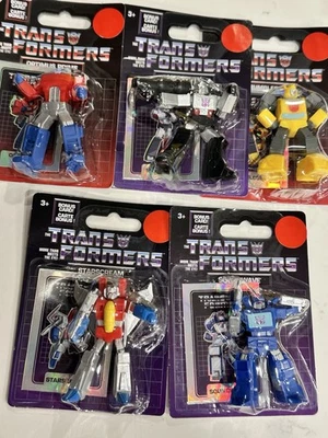SET OF 5 TRANSFORMERS MICRO COLLECTION MINI FIGURES w/BONUS CARDS New Cake Top - Image 1 of 4