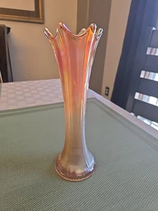 Antique Edwardian carnival glass stretch vase 8-1/2 Tall Early 1900s - Picture 1 of 9