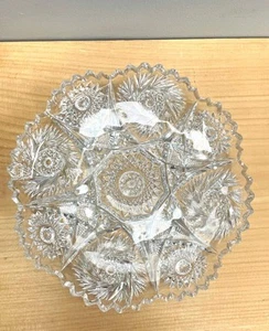 Vintage American Brilliant Cut Glass Sawtooth Decorative Dish - Picture 1 of 4