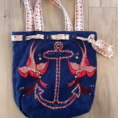Y2K Disney Loungefly Anchors, Swallows & Hearts Red, White, Blue Totebag purse - Image 1 of 4