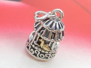 Pandora Silver & 14k Gold Bird Cage Charm 791114 - Picture 1 of 11