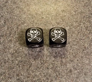Set of 2 Six Sided Skull And Crossbones Standard Dice Black - Picture 1 of 2