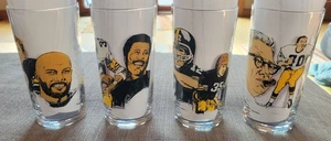 VINTAGE 1990 McDonald’s Pittsburgh Steelers Hall of Fame Glasses set of 4 - Picture 1 of 3