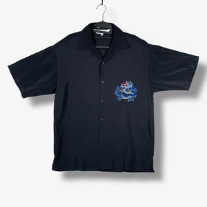 Elliott Sport Dragon Button Shirt Men M Relaxed Fit Camp Collar Short Sleeve Y2K - Picture 1 of 5