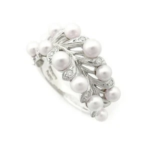 MIKIMOTO Ring Pearl Diamond Pt950 US#5.5~5.75 P0026289 - Picture 1 of 3