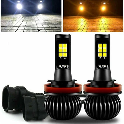 2X H8 H11 Dual Color Switchback White Yellow LED COB Fog Spotlight 20W720LM - Image 1 of 4