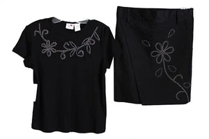 Nuevo B G Hermosa Niña Talla 10 Falda Conjunto Lote Negro Cuentas Cristales - Imagen 1 de 7