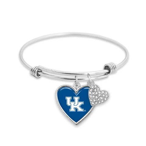 43430 Kentucky Wildcats Silver Amara Crystal Heart Silver Bangle Bracelet Cover