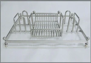 1960s Charles Hollis Jones Multi-Use Tray-Organizer~Polished Nickel & Lucite MCM - Picture 1 of 7