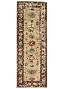 Khaki Tribal Geometric Kazak Runner Rug Farmhouse Boho Decor Carpet 2'5X7 ft - Picture 1 of 12