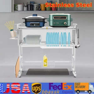 Over Sink Dish Drying Rack Drainer Rack Kitchen Storage Dish Holder Stainless US - Picture 1 of 15